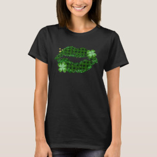 Camiseta Lábios me beijam Eu sou Irlandês Shamrock Dia de S