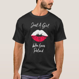Camiseta Lábios Meninas Amam Bandeira Polonesa Polônia
