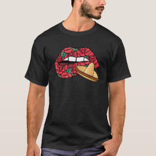 Camiseta Lábios mortais Dia De Los Muertos Mexicanos Sombre