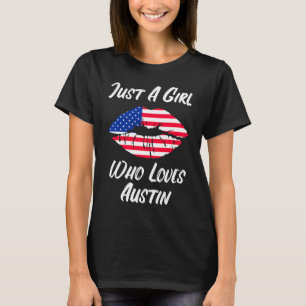 Camiseta Lábios Mouth Love American Flag Austin