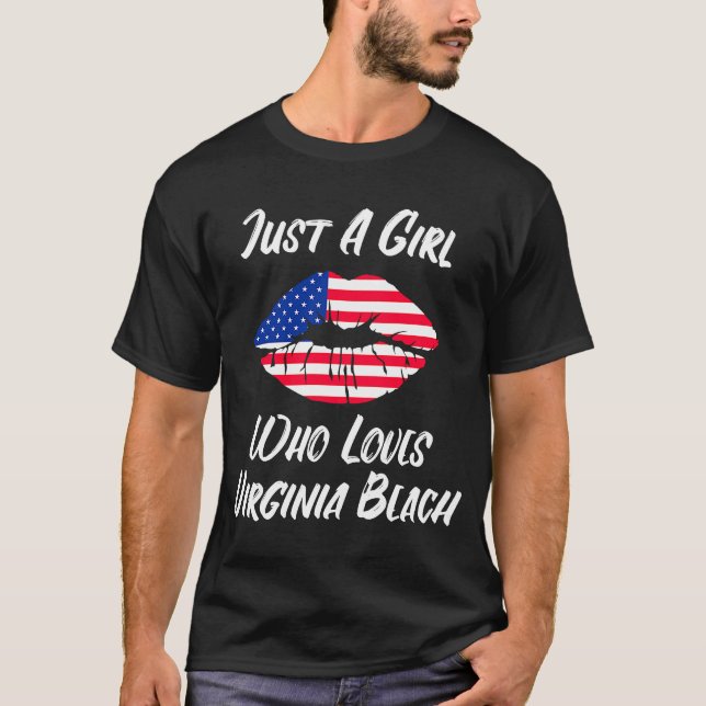 Camiseta Lábios Mouth Love American Flag Beach (Frente)