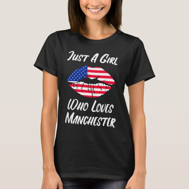 Camiseta Lábios Mouth Love American Flag Manchester (Frente)