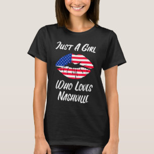 Camiseta Lábios Mouth Love American Flag Nashville