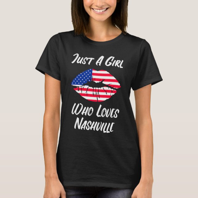 Camiseta Lábios Mouth Love American Flag Nashville (Frente)