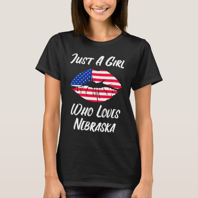 Camiseta Lábios Mouth Love American Flag Nebraska (Frente)