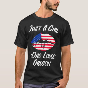 Camiseta Lábios Mouth Love American Flag Oregon