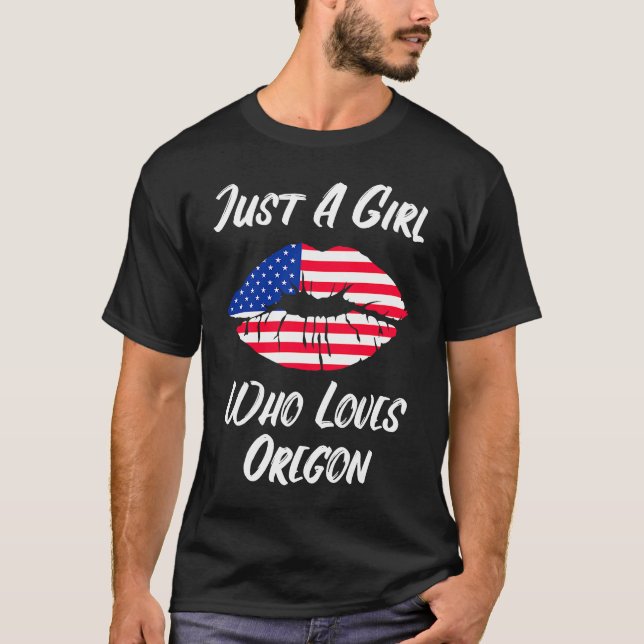 Camiseta Lábios Mouth Love American Flag Oregon (Frente)