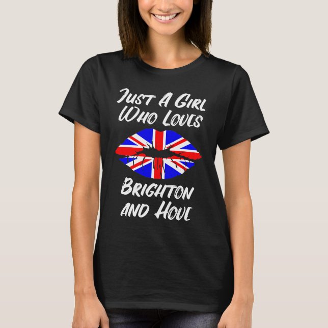 Camiseta Lábios Mouth Love Union Jack Flag Brighton e Hove (Frente)