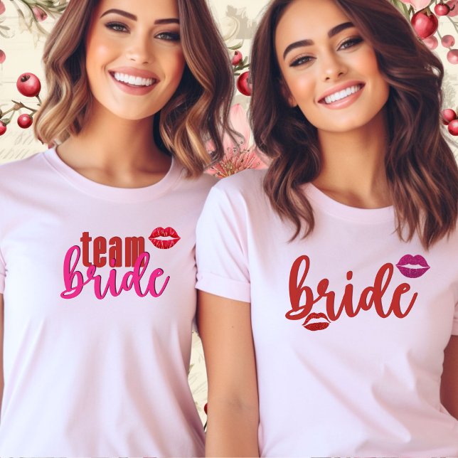 Camiseta Lábios-Noivas-Bachelorette-Funny-Chá de panela-Ret (See previous post for Team Bride)