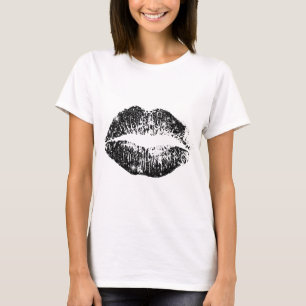 Camiseta Lábios Preto Brilho