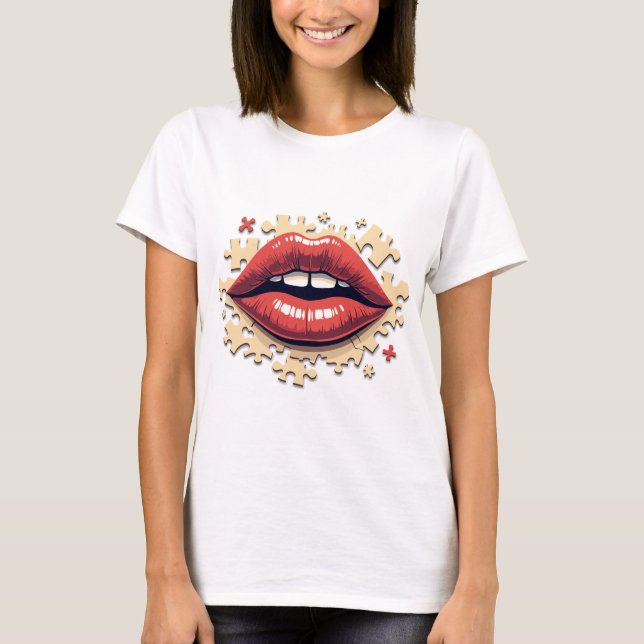 Camiseta Lábios quebra-cabeça Pop (Frente)