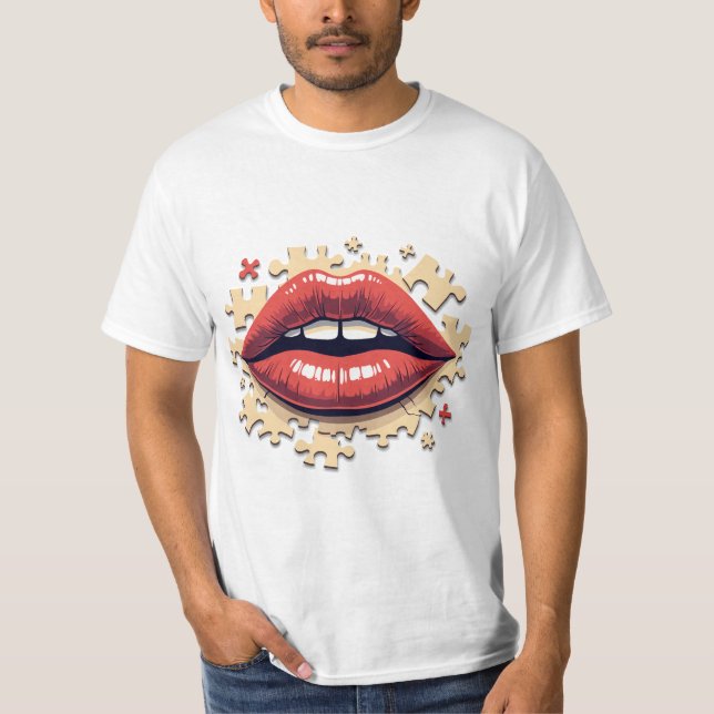 Camiseta Lábios quebra-cabeça Pop (Frente)