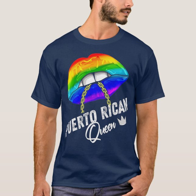 Camiseta Lábios Rainha Porto-Riquenha Gay  (Frente)