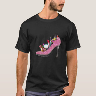 Camiseta Lábios Raparigas de Alta Calça Stilettos Makeup Ar