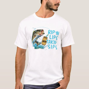Camiseta Lábios Rip Falando Sips Engraçados Pescaria
