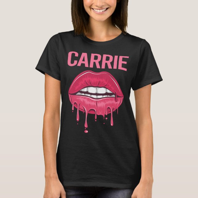 Camiseta Lábios Rosa - Nome da Carrie (Frente)
