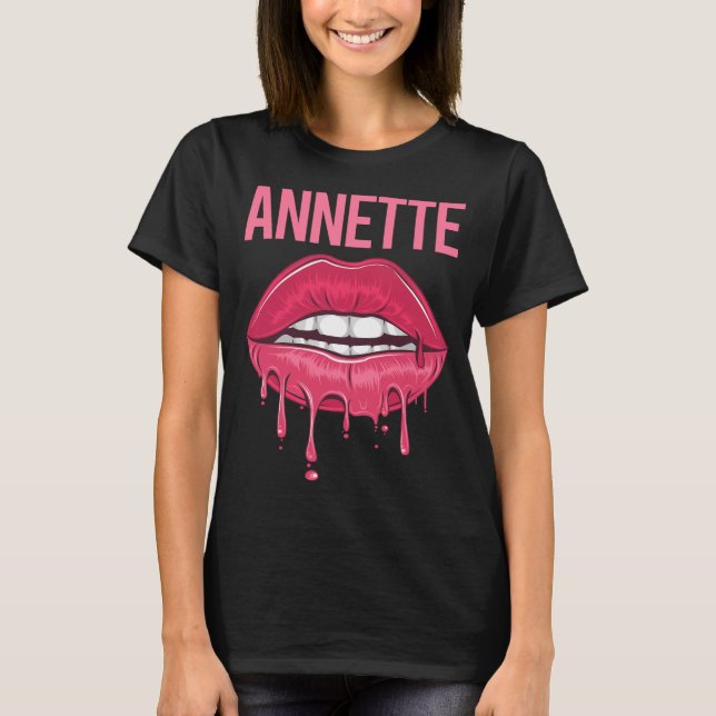 Camiseta Lábios Rosa - Nome do Annette (Frente)