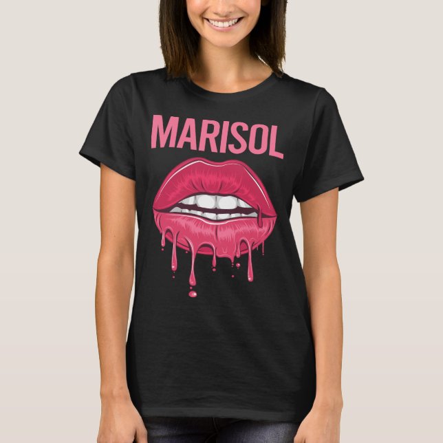 Camiseta Lábios Rosa - Nome do Marisol (Frente)