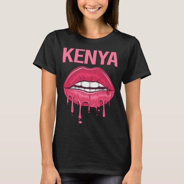 Camiseta Lábios rosa - Nome do Quênia (Frente)