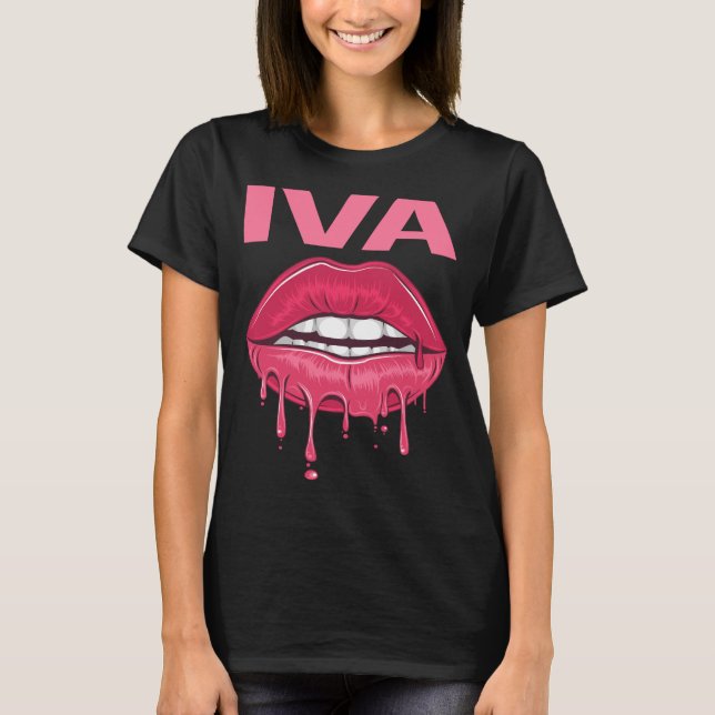 Camiseta Lábios Rosa - Nome Iva (Frente)