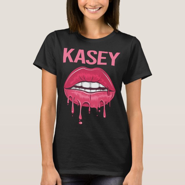 Camiseta Lábios rosa - Nome Kasey (Frente)