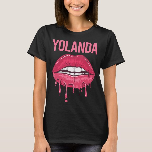 Camiseta Lábios rosa - Nome Yolanda (Frente)
