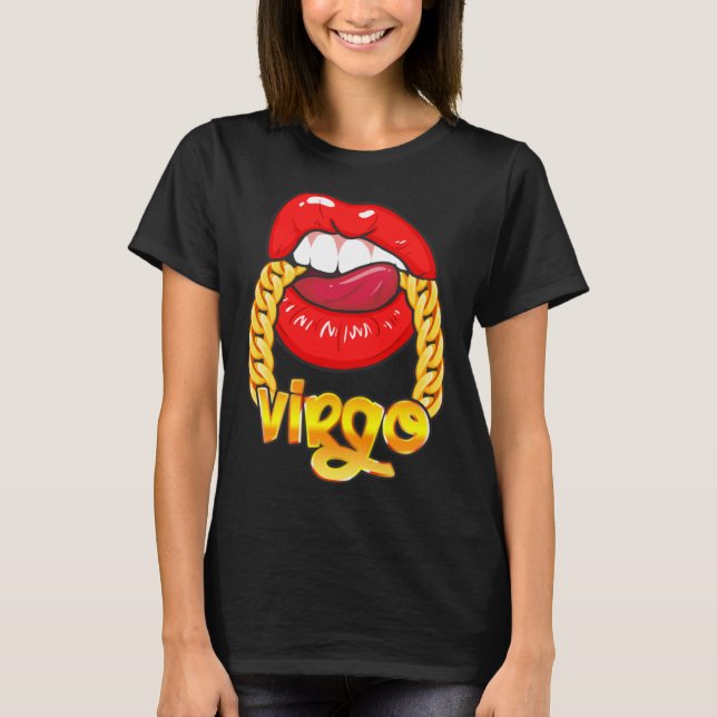 Camiseta Labios sensuales de mujer sujetando el signo zodia (Frente)