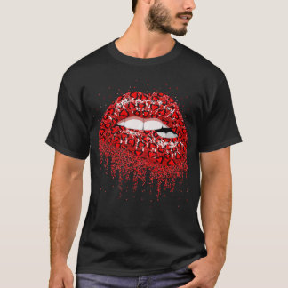 Camiseta Lábios Sexo De Pulso Vermelho Mordendo Coração Ver
