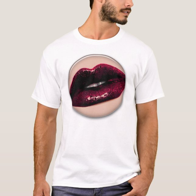 Camiseta Lábios Sparkling encarnados de Kissable (Frente)