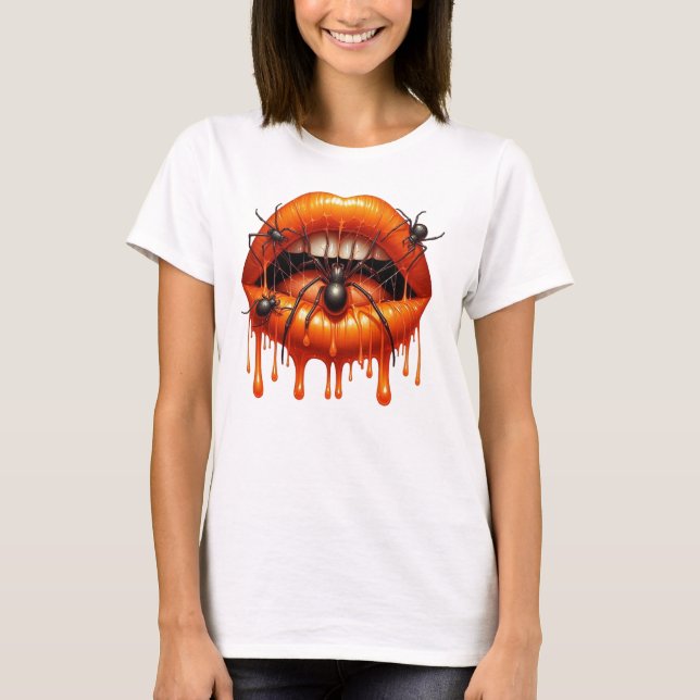 Camiseta Lábios Spooky Spider Drip (Frente)