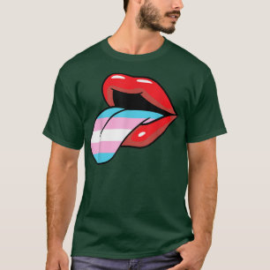 Camiseta Lábios Transgêneros E LGBT-Q Orgulho Trans Da Líng