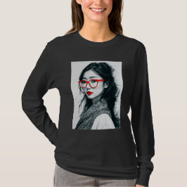 Camiseta Lábios Vermelhas E Vidro, Retratos, De Cor Branca,