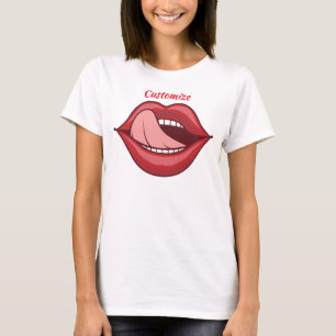 Camiseta Lábios vermelhos abrem boca trovão_cove