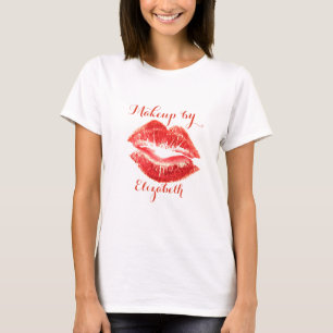 Camiseta Lábios Vermelhos Brilhantes Modernos e Femininos, 