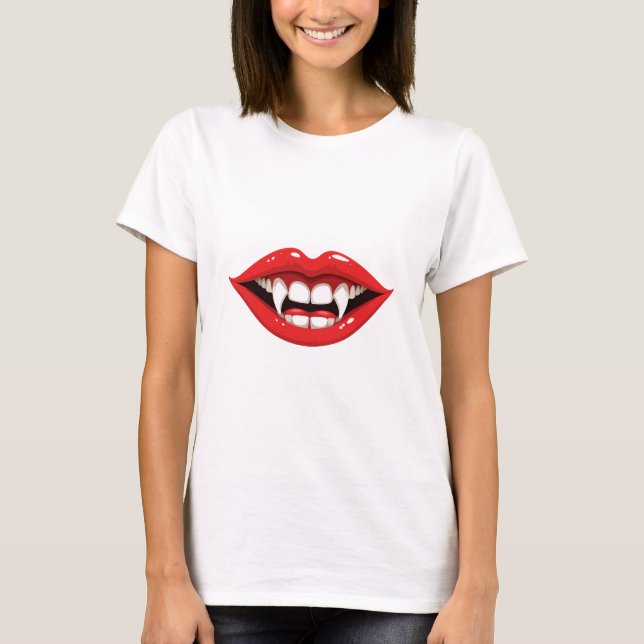 Camiseta Lábios vermelhos de vampiro (Frente)