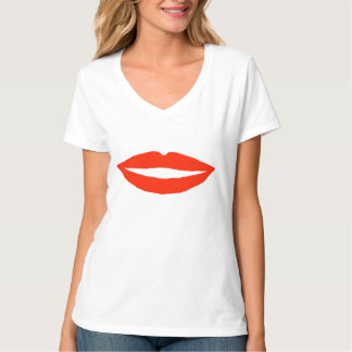 Camiseta Lábios Vermelhos Mantenham Um Docinho Simples