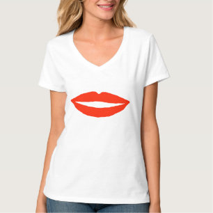 Camiseta Lábios Vermelhos Mantenham Um Docinho Simples