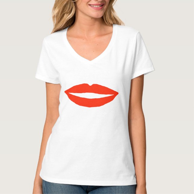 Camiseta Lábios Vermelhos Mantenham Um Docinho Simples (Frente)