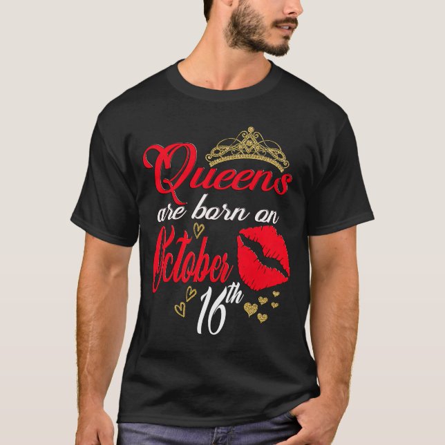 Camiseta Lábios vermelhos Queens são Nasceres no dia 16 de  (Frente)