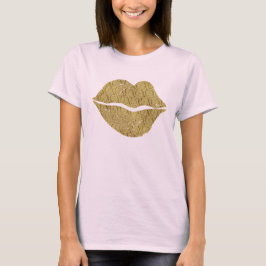 Camiseta Lábios XOXO Dourados