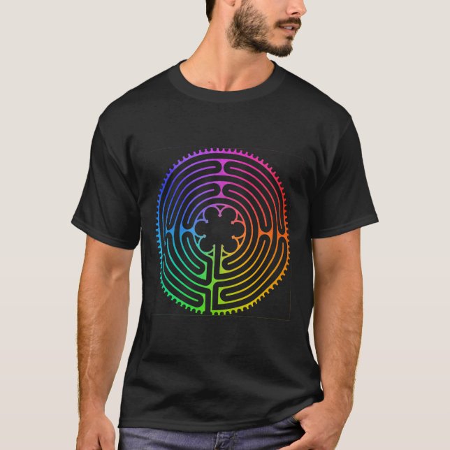 Camiseta Labirinto Arco-íris Chartres Labirinto Labirinto Y (Frente)