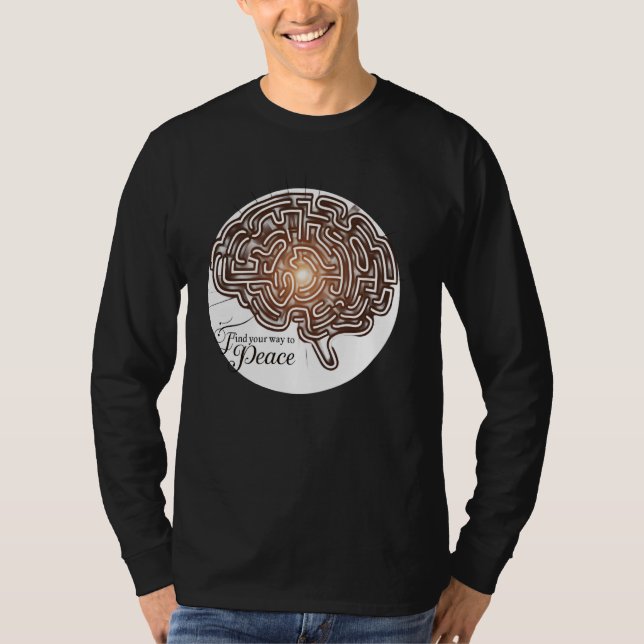 Camiseta Labirinto cerebral com luz - seu caminho para a pa (Frente)
