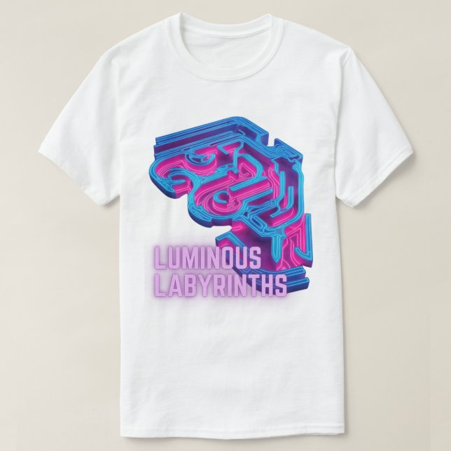 Camiseta Labirintos Luminosos - Perda-se em labirintos bril (Frente do Design)