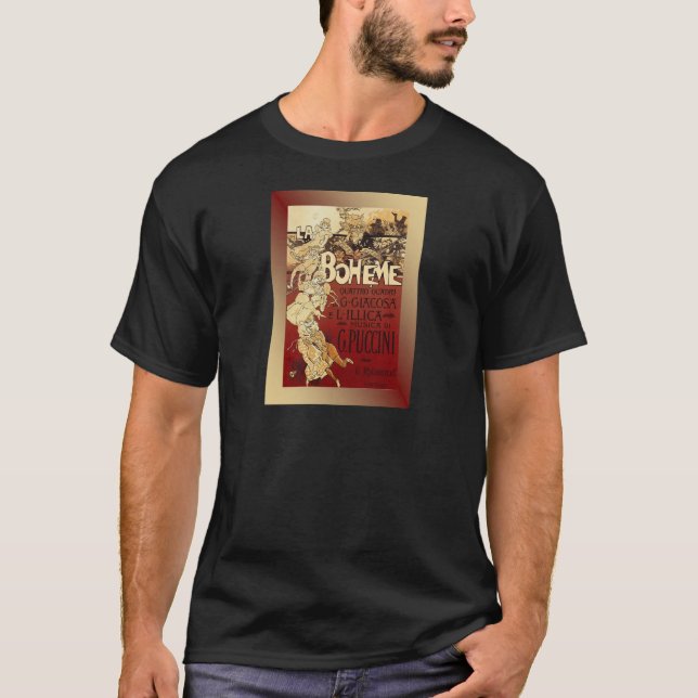 Camiseta LaBoheme ~ Puccini Opera 1896 com Fundo (Frente)