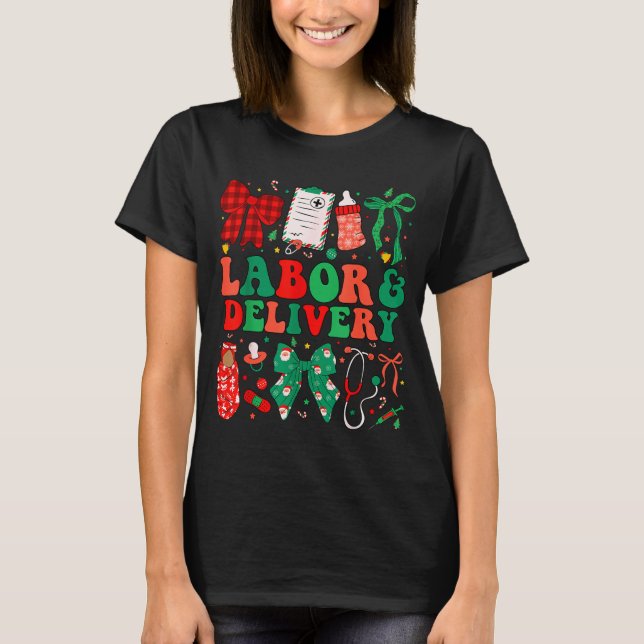 Camiseta Labor And Delivery Nurse Christmas L&amp;d Nursing (Frente)