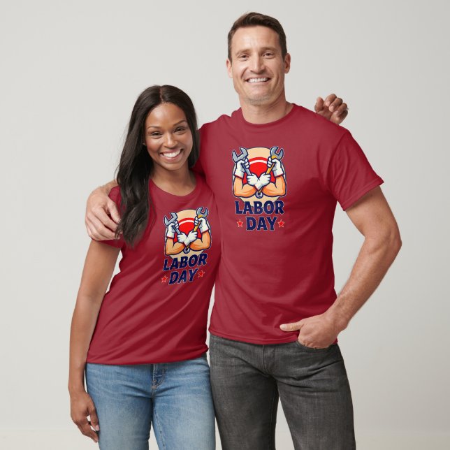 Camiseta Labor Day Strong Worker Hands Illustration (Unissex)