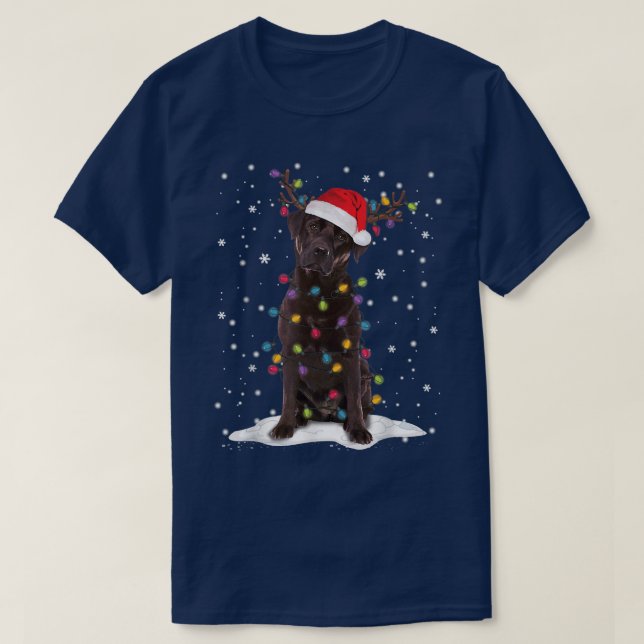 Camiseta Laboratório de Chocolate Labrador Árvore de Natal  (Frente do Design)