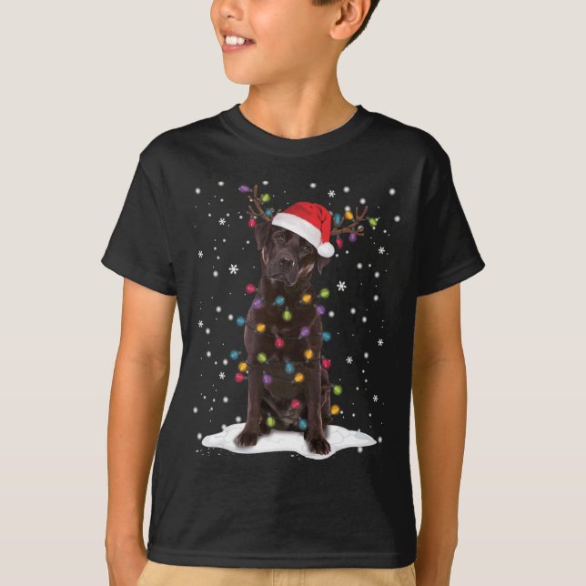 Camiseta Laboratório de Chocolate Labrador Árvore de Natal  (Frente)