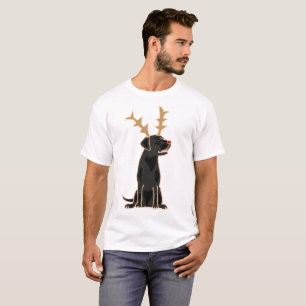Camiseta Laboratório preto engraçado com Natal dos Antlers