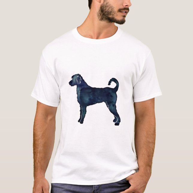 Camiseta Labradoodle Dog Breed Silhouette Black Watercolor (Frente)